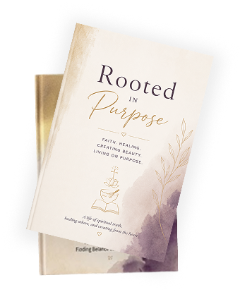 A stack of two books, including Rooted in Purpose